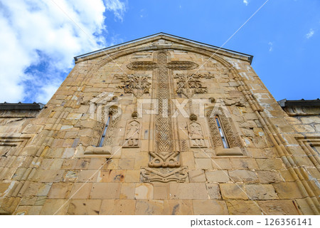 Georgian orthodox Church of the Mother of God in Ananuri castle complex in Dusheti Municipality in Georgia Georgian orthodox Church of the Mother of God in Ananuri castle complex in Dusheti Municipality in Georgia 126356141