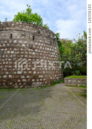 Remains of old city wall and Old town district of Tbilisi, the capital of Georgia 126356183