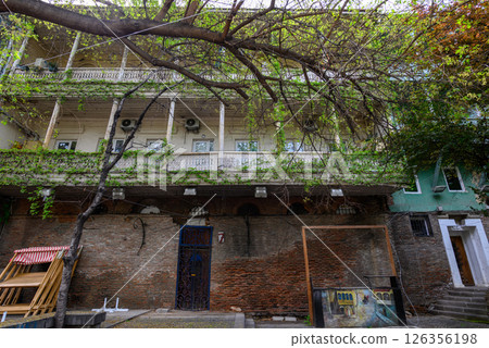 Remains of old city wall and Old town district of Tbilisi, the capital of Georgia 126356198