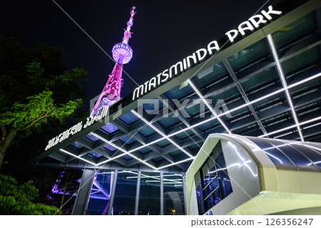 Tbilisi TV broadcasting communications tower located in Mtatsminda Park above Tbilisi, Georgia Tbilisi TV broadcasting communications tower located in Mtatsminda Park above Tbilisi, Georgia 126356247