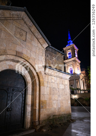 Night view of the Sioni Cathedral, Georgian Orthodox cathedral in historic Old Town of Tbilisi, the capital of Georgia 126356249