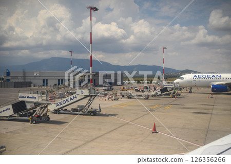 Athens International Airport Eleftherios Venizelos, main base of Aegean Airlines in Athens, capital of Greece Athens International Airport Eleftherios Venizelos, main base of Aegean Airlines in Athens, capital of Greece 126356266
