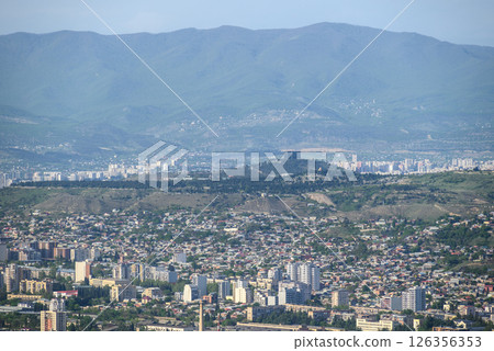 Cityscape of Tbilisi, the capital of Georgia, aerial panoramic view from Mtatsminda Park 126356353