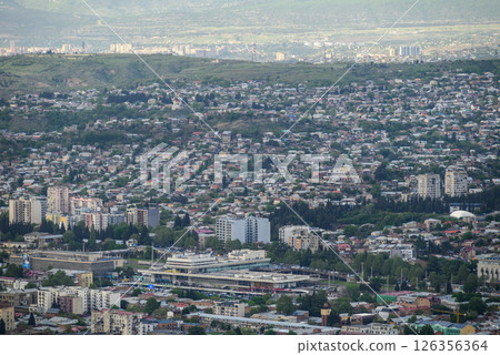 Cityscape of Tbilisi, the capital of Georgia, aerial panoramic view from Mtatsminda Park 126356364