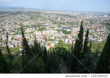 Cityscape of Tbilisi, the capital of Georgia, aerial panoramic view from Mtatsminda Park 126356420