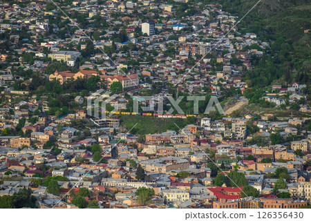 Cityscape of Tbilisi, the capital of Georgia, aerial panoramic view from Mtatsminda Park 126356430