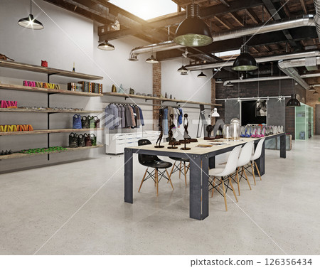 Retail store with shoe display Retail store with shoe display 126356434