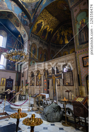 Interior of the Sioni Cathedral of the Dormition, Georgian Orthodox cathedral in historic Old Town of Tbilisi, Georgia Interior of the Sioni Cathedral of the Dormition, Georgian Orthodox cathedral in historic Old Town of Tbilisi, Georgia 126356474
