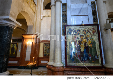 Holy Trinity Cathedral of Tbilisi (Sameba), main cathedral of the Georgian Orthodox Church in Tbilisi, capital of Georgia Holy Trinity Cathedral of Tbilisi (Sameba), main cathedral of the Georgian Orthodox Church in Tbilisi, capital of Georgia 126356499