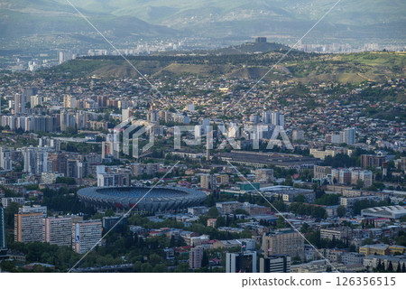 Cityscape of Tbilisi, the capital of Georgia, aerial panoramic view from Mtatsminda Park 126356515