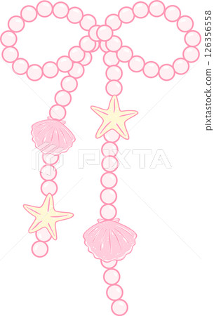 Girly Pearl Ribbon Bow Shell Girly Summer Bow Doodle Hand Drawn 126356558