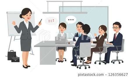 成果展示：一位日本女性在會議上進行演講 126356627