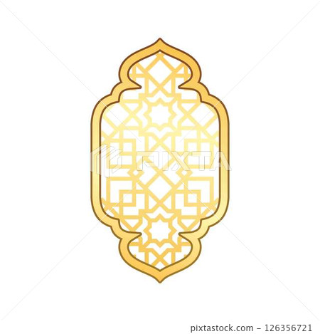 Golden Muslim Ramadan decorative oriental arch, vector traditional Islamic window shape with Arabic arabesque pattern Golden Muslim Ramadan decorative oriental arch, vector traditional Islamic window shape with Arabic arabesque pattern 126356721
