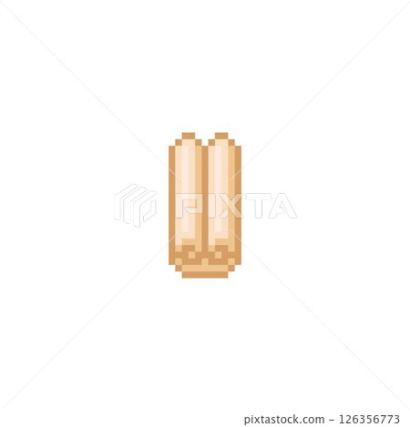 Ancient parchment roll pixel art vector icon, old beige paper folded blank scroll, close papyrus document sheet rolled 126356773