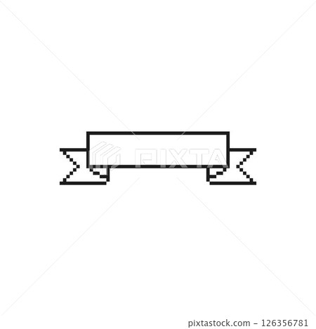 Outline sketch of pixel retro ribbon on isolated background. 8 bit. 126356781