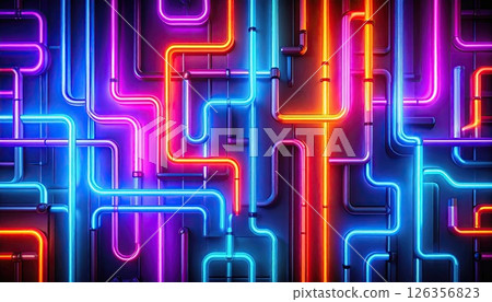 AI 影像：五彩繽紛的霓虹燈遍佈各處 126356823