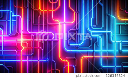AI Image: Colorful neon tubes spread all over the place AI Image: Colorful neon tubes spread all over the place 126356824