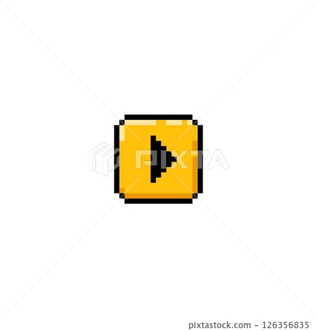 Pixel yellow button with play sign, vector retro illustration. Pixel yellow button with play sign, vector retro illustration. 126356835
