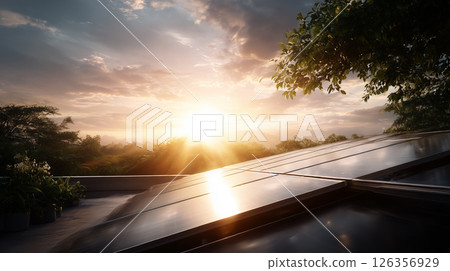 solar panel on the roof of the house solar panel on the roof of the house 126356929