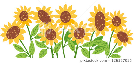 Sunflower field illustration with bright petals 126357035