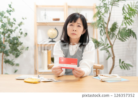 Senior woman worries about life plan 126357352