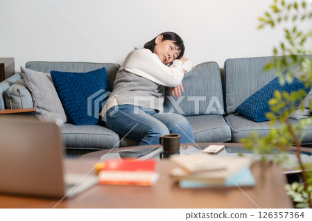 Nap overwork senior woman 126357364