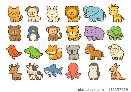 可愛的動物插圖集 126357969