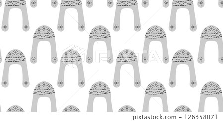 Winter Hat Ushanka with snowflakes decor Grayscale Seamless Pattern Warmth Clothes promo Background Winter Hat Ushanka with snowflakes decor Grayscale Seamless Pattern Warmth Clothes promo Background 126358071