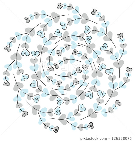 Spiral Heart Leaf Pattern Hand Drawn Circle Background Botanical Doodle Design Nature Thematic fond Spiral Heart Leaf Pattern Hand Drawn Circle Background Botanical Doodle Design Nature Thematic fond 126358075