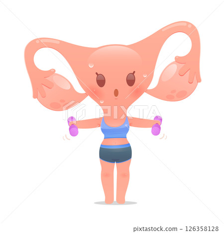 Uterus cartoon in sportswear exercises 126358128