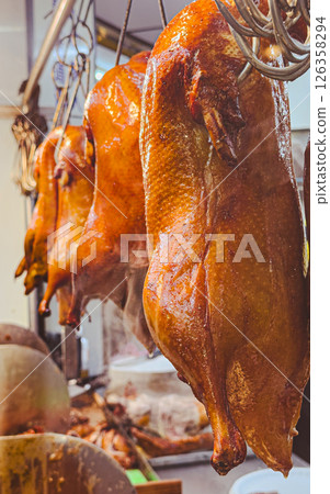 Chinese food, Taiwanese roast duck with crispy skin and tender meat 126358294