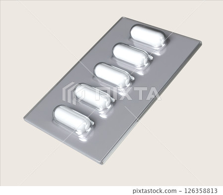 Narcotics illustrated by a pack of pills representing medication impact on health. 3D render illustration 126358813