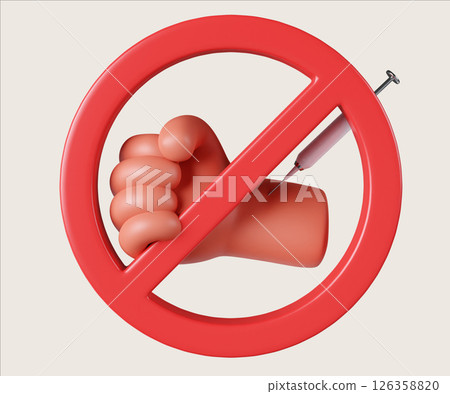 Narcotics prevention illustrated through symbolic imagery. 3D render illustration 126358820