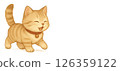 一隻小貓快樂地行走，一隻貓行走，插圖，白色背景，影印空間 126359122
