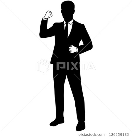 一名身穿西裝的男子握拳的輪廓 126359183