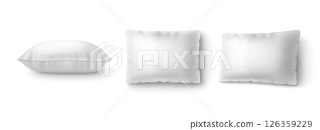 White rectangular bed pillows mockup 126359229