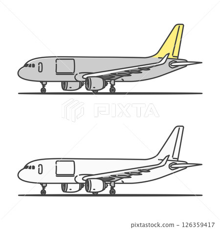 圖庫插圖: 國內貨運貨機（貨艙門關閉）處於停放狀態 126359417