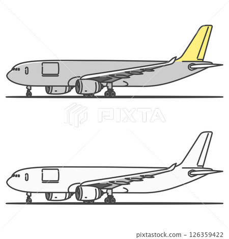 圖庫插圖: 國際貨運貨機（貨艙門關閉）處於停放狀態 126359422