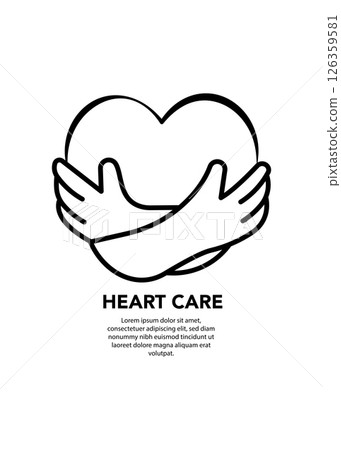 Heart shape with hugging arms logo stock illustration 126359581
