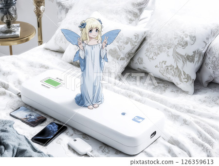 Techno Fairy - Illustration of a fully charged charging fairy waiting to be taken outside 126359613