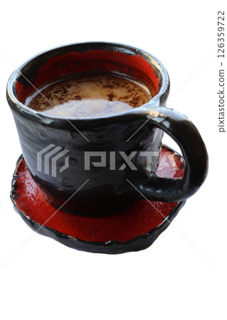 Red and black ceramic coffee cup. Red and black ceramic coffee cup. 126359722