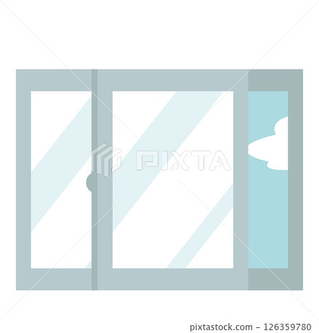 從房間內部看到的簡單的半開方形窗戶的插圖 126359780