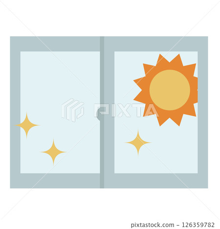 Illustration of a square window on a sunny day 126359782