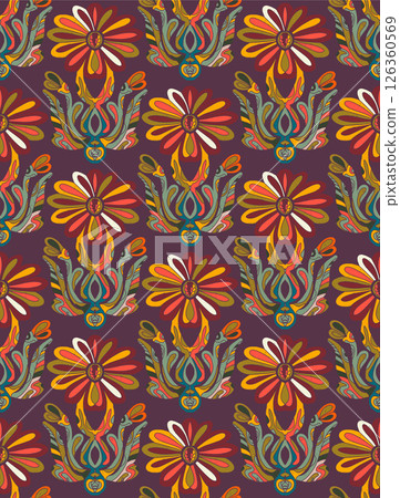 colorful seamless pattern with flowers 126360569