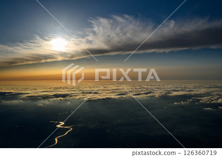 Dusk seen from an airplane Dusk seen from an airplane 126360719