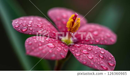 Pink Flower Dew Drops Macro 126360985