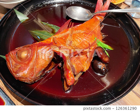 Boiled gold-eyed bream 126361290