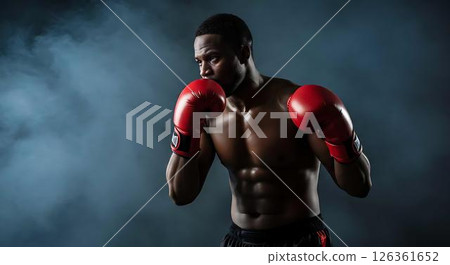 Powerful Boxer in Dramatic Pose 126361652