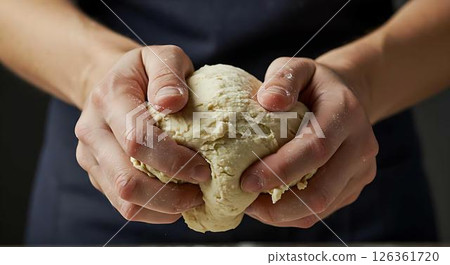 Hands Kneading Dough, Baking Process Hands Kneading Dough, Baking Process 126361720