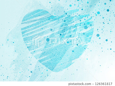 Vibrant blue Valentines Day background with watercolor grunge heart 126361817